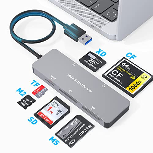 Lettore di schede SD 6-IN-1 USB 3.0 a SD CF TF MS Card Adapter PC SD Reader 5Gbps Alta velocità fotocamera schede di memoria per CF, SDHC, SDXC, Micro SD, Micro SDXC, Micro SDXC, Micro SDHC, MMC