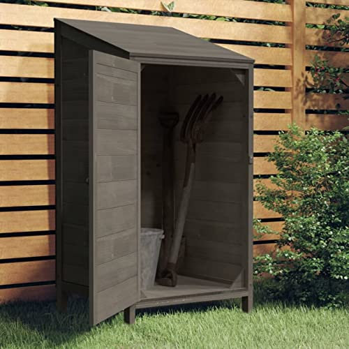 Tidyard Abri de Jardin en Bois Massif Anthracite - Grand Espace de Rangement, Robuste et Stable