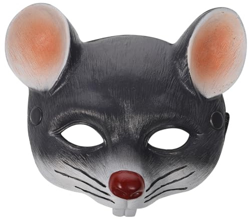jojofuny Grey Rat Mask: 3D Scar Rat Head Mask Half Face Animal Mouse Costume for Halloween Carnival Masquerade Cosplay Party Props