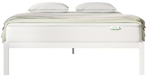 Novilla Rete Letto Matrimoniale 160x190 Struttura Letto a Doghe in Legno, Spazio di Archiviazione Sotto al Letto, Facile da Montare, Perfetto per Tutti Tipi di Letti e Materassi, Bianco
