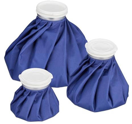 Relaxdays Poche de Glace pour Effet Froid, 3 sachets, fraîcheur & Chaleur, Anti-Fuite, réutilisable, élastique, Bleu