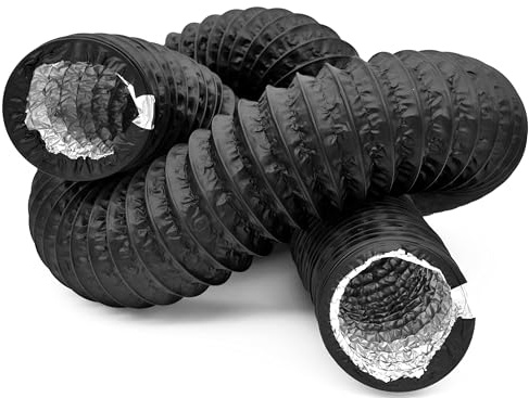H&C VENT Flexibel frånluftsslang ventilationsslang – med aluminium – isolering PVC – rör– flexslang – ventilationsutgång, flexrör för luftkonditioneringssystem, torktumlare (svart, Ø 125 mm/längd 3 m)