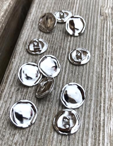 10 Stück moderne silber farben glänzende Metall Knöpfe Ösenknöpfe 9mm, 15mm, 20mm oder 23mm (20mm)
