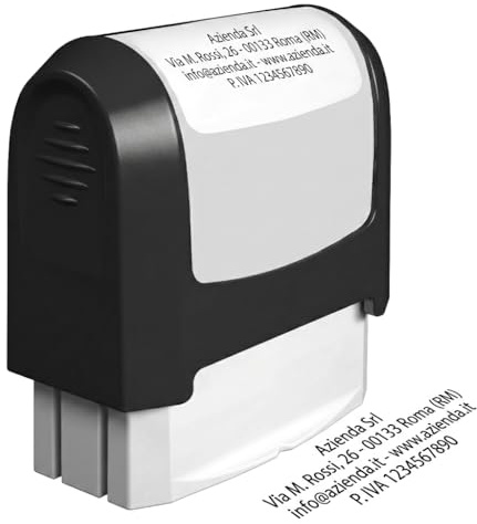 Timbro Personalizzato Autoinchiostrante 4 righe, 50x20 mm, ideale per Aziende, Uffici, Medici, Dottori. Timbro Personalizzabile in Gomma.