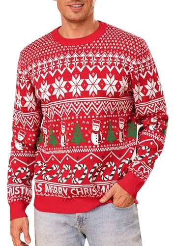 Gyabnw Jersey Navideño Cuello Redondo para Hombre Suéter de Manga Larga Cálidos Hombre Invierno
