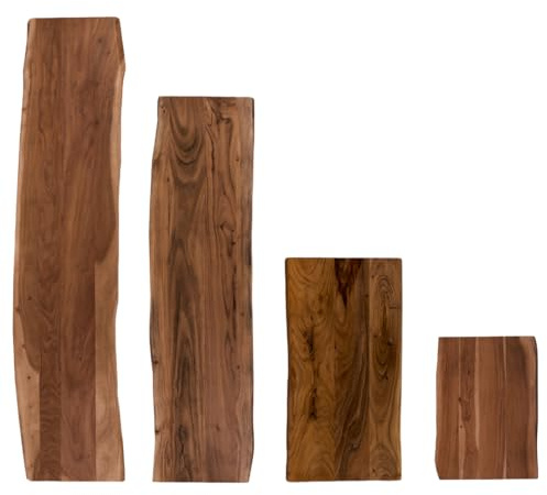 trelevo Waschtischplatte 120x40 cm, Akazienholz massiv 26mm, Tischplatte nussbaumfarben, Baumkantenplatte als Waschtisch für Aufsatzwaschbecken