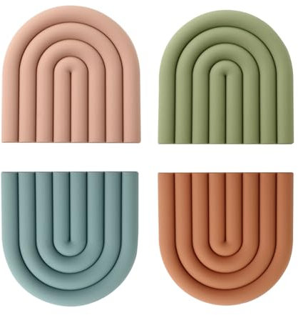 Salvamanteles de Silicona,Sostenedor de Pote de Silicona Estera Antideslizante,Protector Colorido para Sartenes,Resistente Al Calor,Posavasos Arco Iris para Decorar tu Mesa
