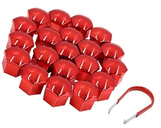 Motoforti 20pcs Red 17mm Car Wheel Lug Nut Cap Tyre Hub Screw Bolt Dust Cover Long-lasting