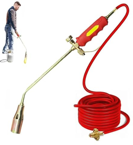 Nuovo kit bruciatore per erbacce a propano, bruciatori a gas con tubo flessibile da 2 m, controllo della fiamma e accenditore a pulsante, per diserbo di giardini, ghiaccio, neve e strade (50)
