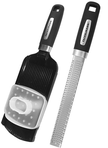 Fackelmann Set Affettaverdure e Grattugia Manuale, Utensili da Cucina con Lama Affilata in Acciaio Inox, Impugnatura Ergonomica, Ideale per Formaggio, Agrumi, Tuberi e Ortaggi