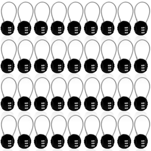 Lot de 36 Petits Cadenas à Câble, Code 3 Chiffres Réinitialisable | Cadenas Noirs en Alliage de Zinc avec Câble en Acier 13,5 cm pour Casiers, Bagages, Sacs et Voyage