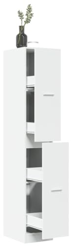 Mokuyary Armario farmacéutico blanco 30 x 41 x 174,5 cm de madera para farmacia, armario de almacenamiento para salón, para medicamentos y vendajes