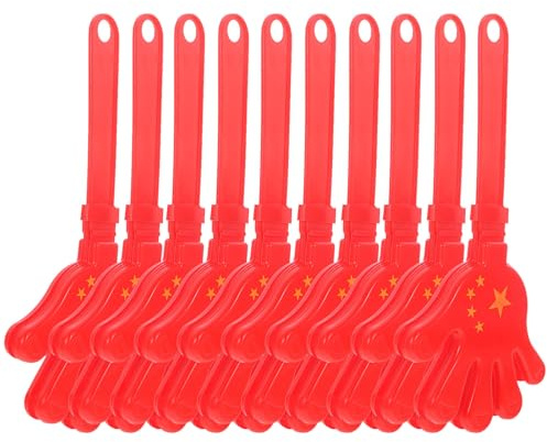 FRCOLOR 10Pcs 28Cm Red Flag Hand Clappers Noisemakers for Festival Party Sporting Events Football Cheers Supporters Noise Makers