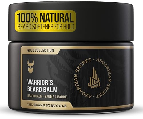 The Beard Struggle Warrior’s Beard Balm - Gold Collection, Asgardian Secret - Non-Greasy Low-Hold Formula, Luxurious Cologne-Grade Fragrances 100% Natural and Plant-Based Ingredients - 50g