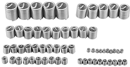 Estink Wire Inserts Screws Sleeve Assortment Kit, 60 Pack Stainless Steel Wire Screw Repair Sleeve M3 M4 M5 M6 M8 M10 Wire Thread Inserts Assortment Thread Repair Sleeve Kit