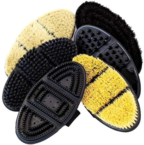 Marengos - Bürsten-Set Flex (6-teilig) | Putzzeug für Pferde | enthält 6 Pferdebürsten | entfernt Staub, Schmutz, Schuppen & loses Haar | für Fellpflege & Glanz | Pferde Zubehör in schwarz/grau