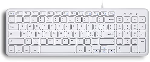 Perixx PERIBOARD-213W - Tastiera cablata USB - Tasti a forbice silenziosi - Design compatto con tastierino numerico - Bianca - Layout Italiano