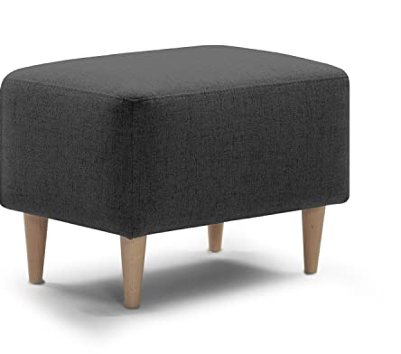 Traumnacht bequemer und moderner Fusshocker mit Holzfüßen in anthrazit, Öko-Tex Zertifiziert, produziert nach deutschem Qualitätsstandard, 61x41x42