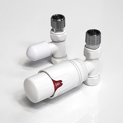 WITEN&NOCK Vannes pour radiateur - Kit de vanne de radiateur avec thermostat - Raccord avant et retour 1/2 pour chauffage - Raccord latéral - Forme de passage