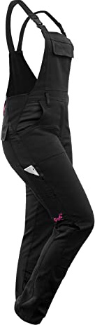 strongAnt Latzhose Damen powerStretch Arbeitshose für Frauen mit Kniepolstertaschen - Schwarz, Größe 44