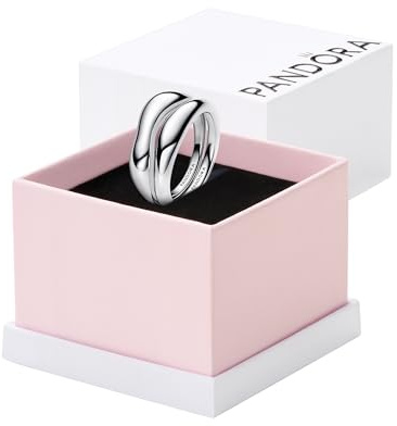 PANDORA Essence Organisch Geformte Stacking-Ringe aus Sterling Silber, Größe: 52, 193264C00-52