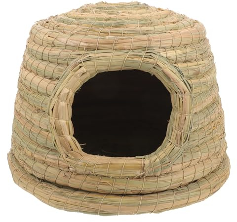 POPETPOP Nest Woven Grass House for Pets Cozy Hideout Bed for Guinea Pigs Hamsters Natural Material for Indoor Play and Sleep