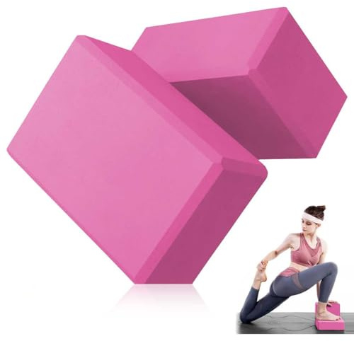 Juego de Bloques de Yoga LULUWA - 2 Bloques de Ejercicio de Espuma EVA con alta Densidad y Antideslizantes para Mejorar la Fuerza el Equilibrio y la Flexibilidad Ladrillo Ligero de Pilates Pra (Rosa)