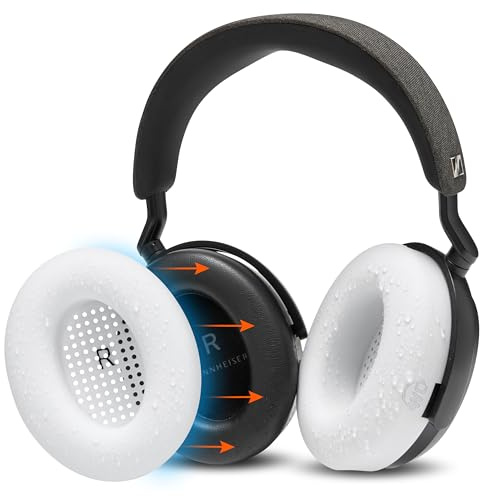 WC SweatZ Momentum 4 – Patentierte Ohrpolsterbezüge für kabellose Over-Ear-Kopfhörer Sennheiser Momentum 4 von Wicked Cushions | Schweißfest und leicht waschbar | White