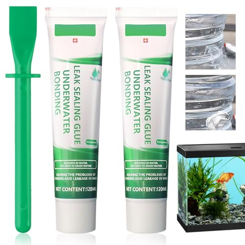 2 * 60ml Aquarium Glue, Clear Silicone Sealant Waterproof with Scraper, Clear Silicone Sealant for Underwater Repairs