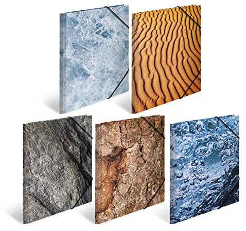 HERMA Sammelmappen A4 Natur Set, 10 Stück, Kinder Eckspanner-Mappen aus Pappe mit haptischer Veredelung, Motiv, Gummizug, Innenklappen und Innendruck für Jungen und Mädchen