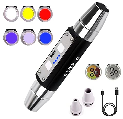 YZYOE 6LED torcia ricaricabile di riconoscimento giada, Super Bright Gioielli Diamond Detector Lampada. Bianco Giallo Rosso Luce Blu 395nm e 365nm UV Multi Source Torcia elettrica.
