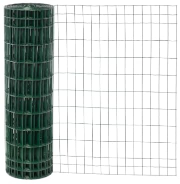 Garmix Valla de jardín, malla de alambre, valla salvaje, malla soldada, verde, 25 m, 5 x 10 cm, 2,00 mm (100 cm)