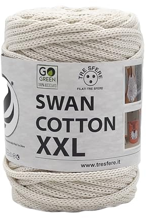 SWAN COTTON XXL (2506 - Cream), yarn for bags, hats, baskets, underplates, clutch composition 70% recycled cotton 30% polyester, 250 g spool 65 m