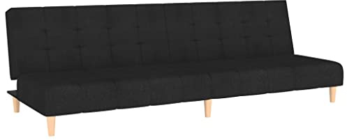 vidaXL Canapé-lit à 2 Places, Lit de Jour avec Dossier, Lit d'Invité, Meuble de Chambre à Coucher Salle de Séjour, Moderne, Noir Tissu