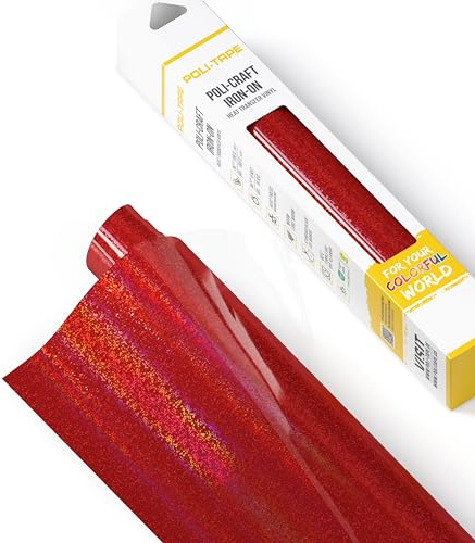 POLI-FLEX® STARFLEX överföringsfolie för textilier – holografisk effektfolie för strykning, plotterfolie för gör-det-själv-skjortor, röd, 30,5 cm x 61 cm