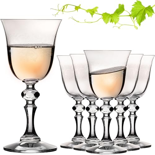 IMPERIAL Stilvolle Weißweingläser mit Ornament Verzierung 150ml 'Vintage' Set 6-Teilig Weingläser aus Crystalline Glas