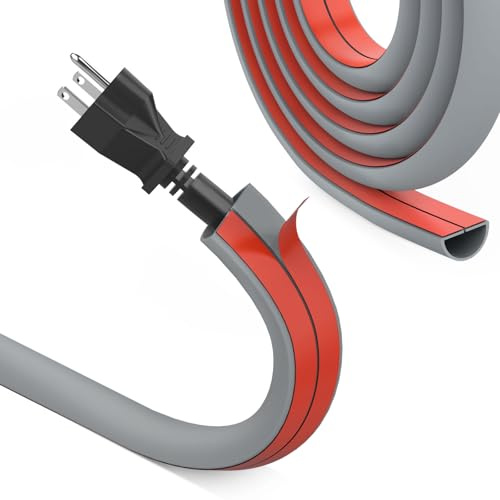 REFLYING Mini Canalina Portacavi, Canali a Cavo Semicircolare, Nastro Autoadesivo Canalina per Nascondere 1 Filo, Copricavo Flessibile per Cavi sul Pavimento della Parete, Grigio, 15mm×10mm - 10 Metri