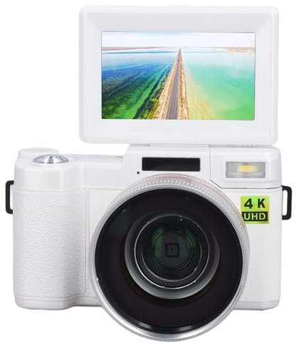 Cámara Digital 4K para Fotografía, Enfoque Automático, Cámara Vlogging de 48MP para Youtube con Pantalla Abatible de 3'' y 180°, Cámara de Viaje Compacta con Zoom Digital 4X y