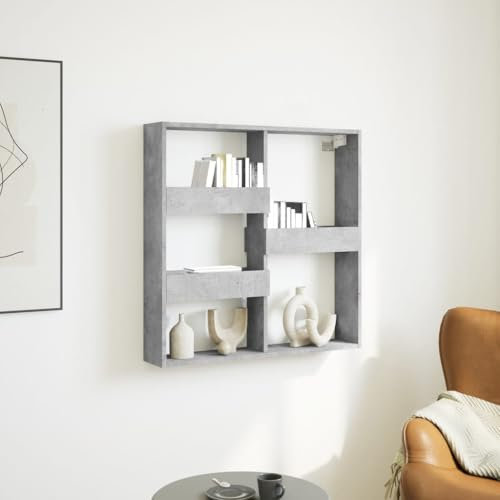 Gecheer Armadietto a Muro Grigio Cemento 80x15x80 cm Legno Multistrato,Armadio Sospeso,Pensile da,Soggiorno,Mobile da Bagno da Parete,Mobile Pensile Bagno,Armadietto pensile da Bagno,P854547