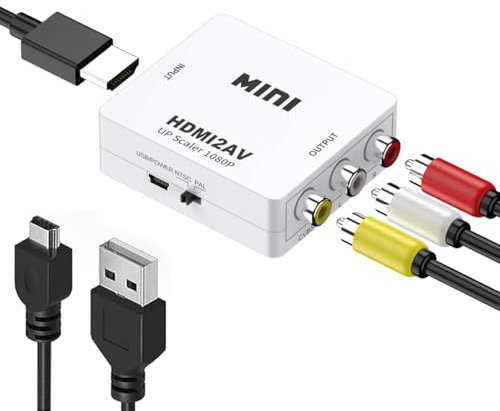 Azuxreza RCA auf HDMI Konverter, Composite CVBS auf HDMI, Upscaler 720P/1080P, AV auf HDMI Video Converter, unterstützt PAL/NTSC, kompatibel mit PS3, TV, PC, STB, Xbox, VHS, VCR, Blue-Ray DVD