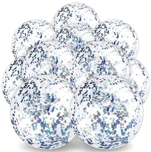 10 Stück Aufblasbare Wasserball,Glitter Wasserball,Bunt Aufblasbare Strandball,Glitter Beach Balls mit Konfetti,Schwimmball für Sommer Beach Pool Party