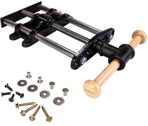 O'SKOOL 9 Inch Quick Release Workbench Front Vise for Woodworking, Heavy Duty Cast Iron Bench Vise with Beechwood Handle, WBA002