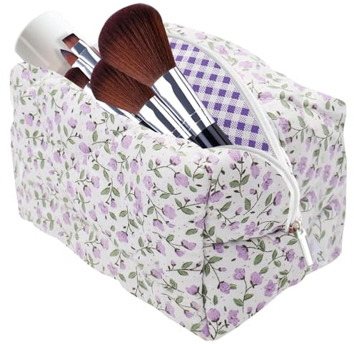 LUHOCIY Make Up Bag, Borsa Trucco, Borsa Cosmetica da Viaggio, necessaire donna, trousse donna, In Morbido Materiale i Cotone con Cerniera per Contenere Vari Utensili per il Trucco
