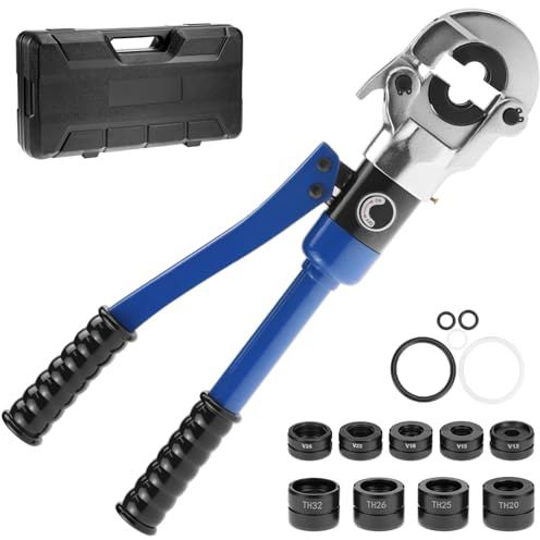 QWORK® Pince à Sertir, TH16, TH20, TH25, TH26, TH32 et V12 V15 V18 V22 V28, pour Tuyaux en Aluminium-plastique, Tuyaux en Acier Inoxydable
