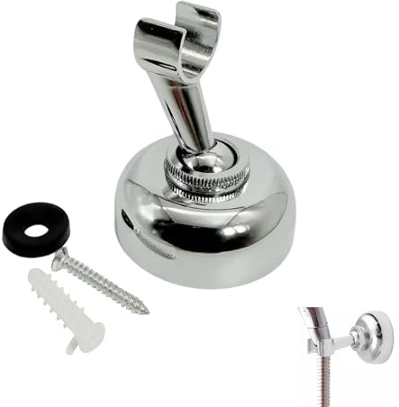 Soporte Ajustable para Cabezal de Ducha de Mano, Montaje en Pared, 360 Grados Giratorio, Compatible con Mangueras Estándar, Fabricado en Latón con Acabado Cromado, Resistente a la Corrosión