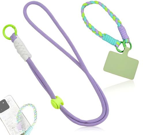 2 Pezzi Cordino per Cellulare Telefono Universale, Cordino Regolabile per Cellulare, Tracolla per Cellulare con Inserti,Cordino Universale a Tracolla e Cinturino da Polso