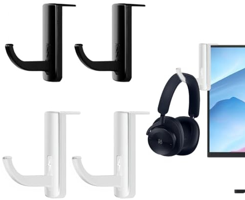 JUGUTA Oqkahiv Supporto In Plastica Per Cuffie, Gancio Adesivo Per Cuffie Auricolari E Monitor, Supporto Da Parete Per Cuffie In Plastica, Gancio Per Cuffie Per Lo Schermo Del Computer - Set Da 4 Pezz