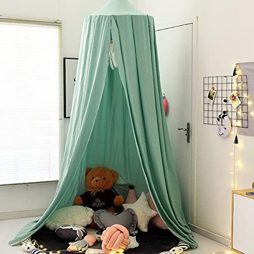 PATNFR Soft Bed Canopy for Girls Princess Hanging Dome Tent with Hook and Sticker Decorative Mosquito Net Bed Curtain Bedding for Bedrooms Reading Corners Sofas (Lake Green)
