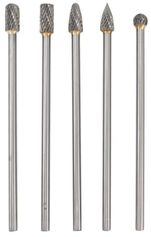HELEVIA Hårdmetallslipsats, Legering Dubbelkornigt Roterande Verktyg med Långt Handtag för Avfasning Slipning Gravyr, Långhandtag Hårdmetallskärningssats (6 * 10 mm)