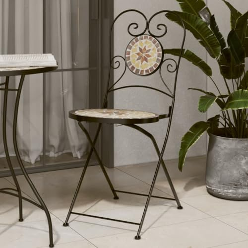 Generico Sedie da Bistrò Pieghevoli 2 pz Terracotta e Bianco in Ceramica,Arancione,21.65kg,4003407